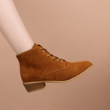 SH267 - Suede Pointed Toe Lace-Up Boots